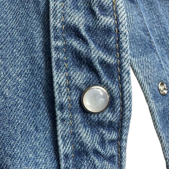 H&M Denim Pearl Snap Shirt Jacket, Small - Picture 6 of 11